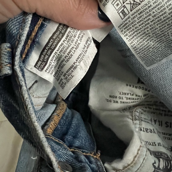 LEVIS 505C SLIM STRAIGHT distressed light wash revolve 25 mid rise crop - Picture 6 of 12